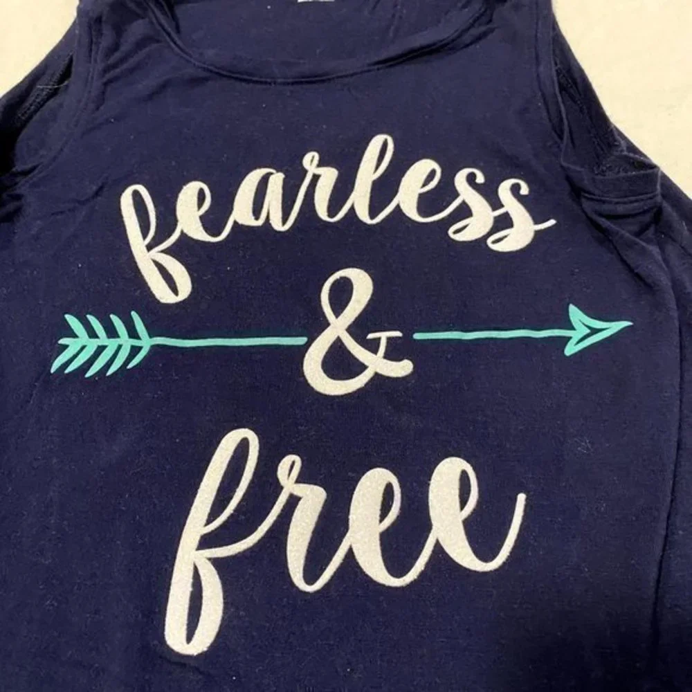 Justice Navy Blue Sleeveless Trapeze‎ Printed Top Size 10